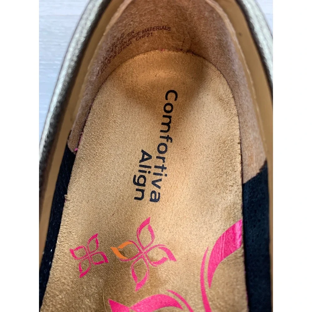 Comfortiva Align Women's Bronze Metallic Perforated Leather Loafers 8.5 Shoes